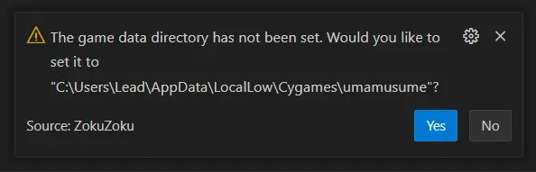 Game data dir prompt